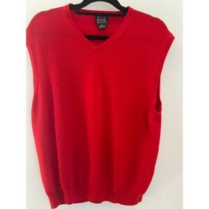 Jos.A.Bank red Italian merino wool sweater vest XL‎ classic preppy
